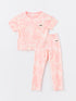 LC Waikiki Crew Neck Tie-Dye Patterned Short Sleeve Girls' Pajamas Set